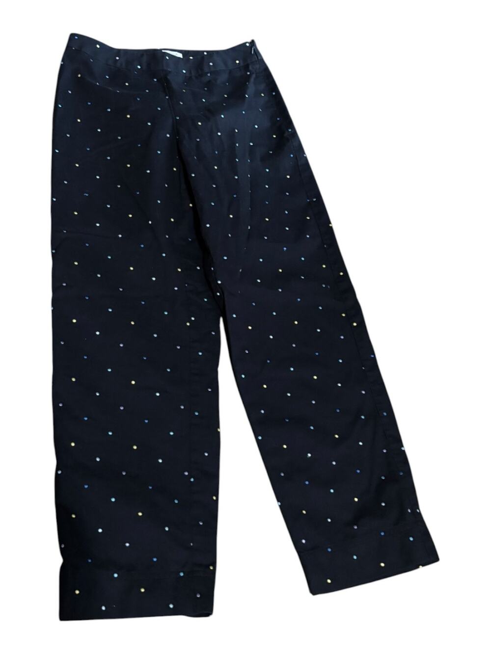 Liz Claiborne Blue Pants Embroidered Polka Dots Audra Size 4